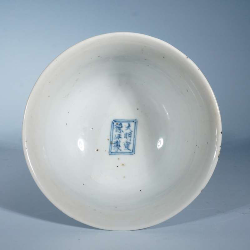 清康熙青花龙纹高足碗 - 图2