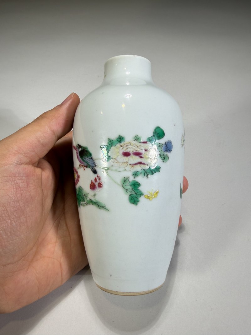 清雍正 粉彩花鸟纹莱菔尊 - 图3
