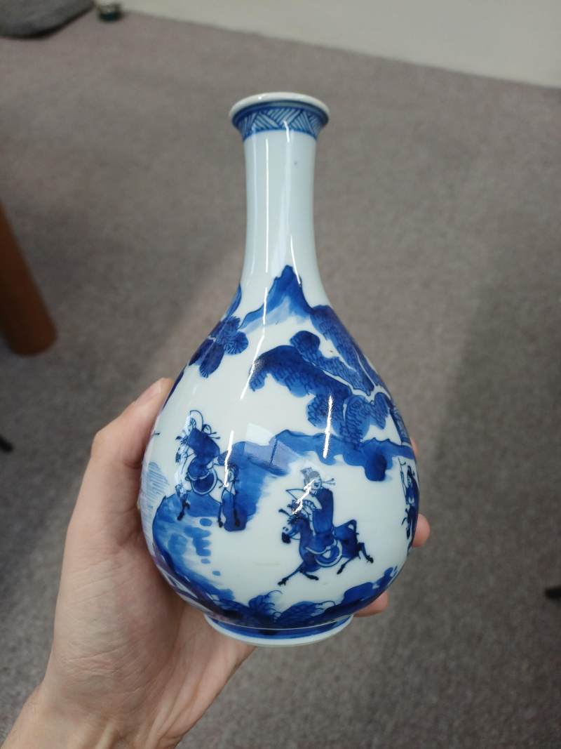 清康熙 青花韓信故事圖玉壺春瓶 | Santos Collection | A fine Chinese blue and white 'Han Xin' pear-shaped vase, Qing dynasty, Kangxi period - 图12
