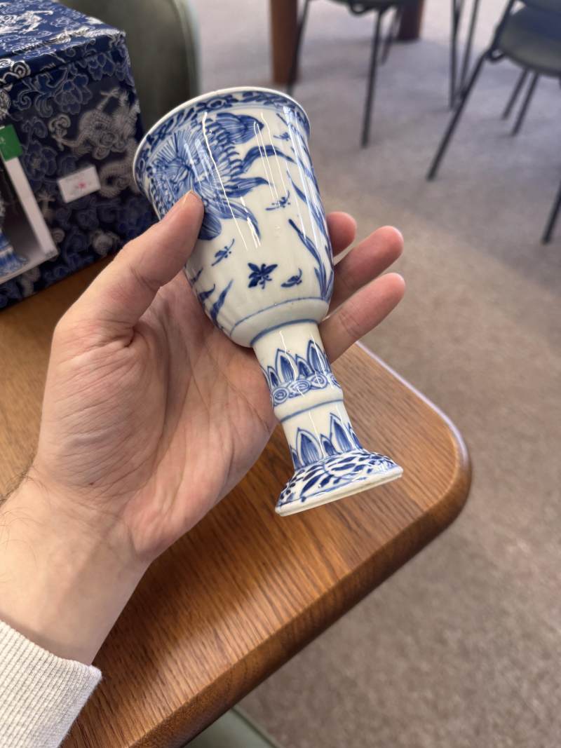 清康熙 青花花卉紋高足盃 | Santos Collection | A Chinese blue and white goblet, Qing dynasty, Kangxi period - 图8