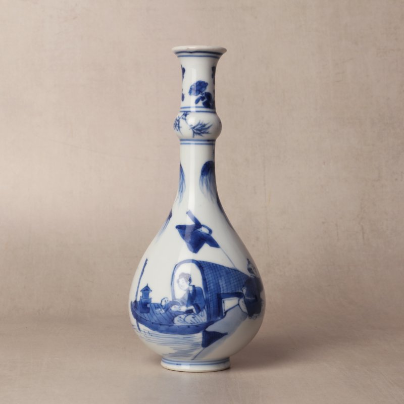 清康熙 青花漁夫圖瓶 | Santos Collection | A fine Chinese blue and white 'fishermen' vase, Qing dynasty, Kangxi period - 图1