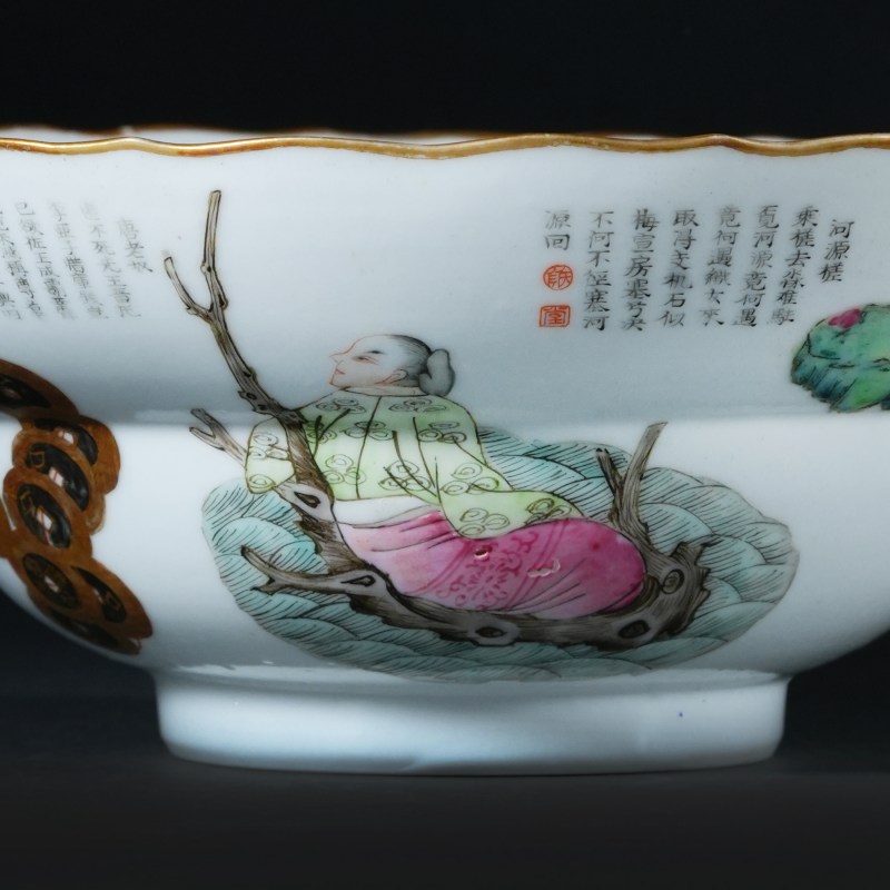 清道光 粉彩无双谱人物纹碗 - 图6