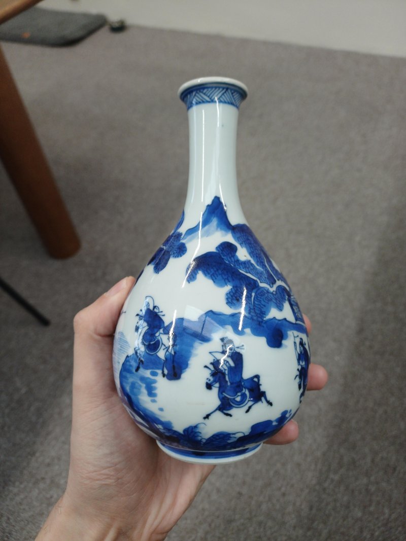 清康熙 青花韓信故事圖玉壺春瓶 | Santos Collection | A fine Chinese blue and white 'Han Xin' pear-shaped vase, Qing dynasty, Kangxi period - 图13