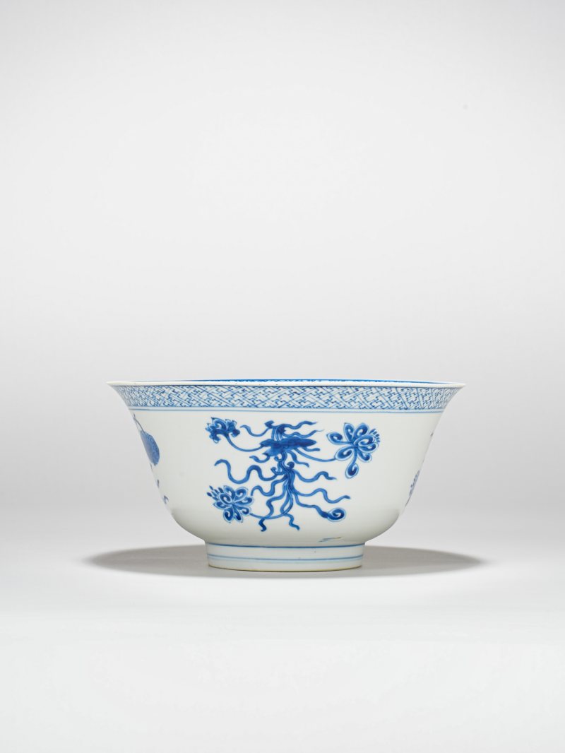 清康熙 青花一束莲纹碗