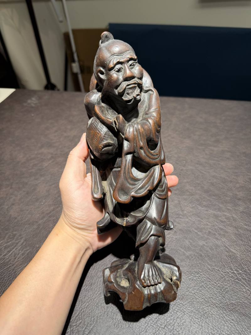 清 渔翁得利木雕 - 图2