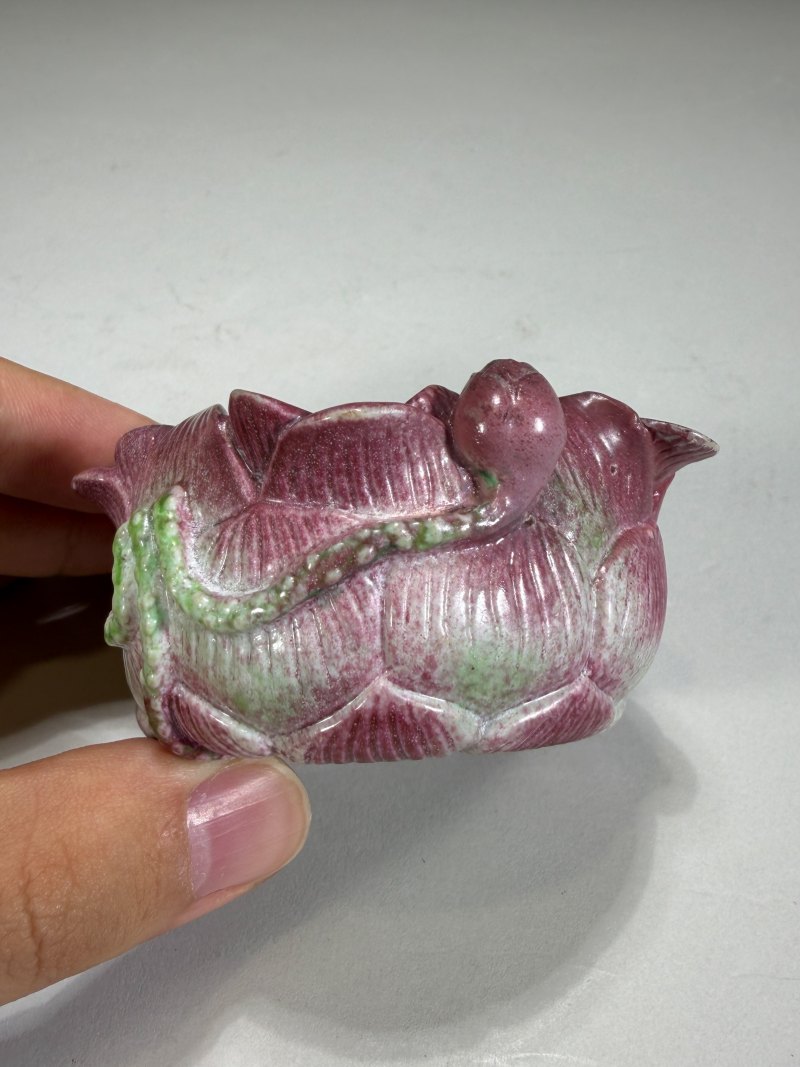 清中期 粉彩仿生荷花花形水盂 - 图3