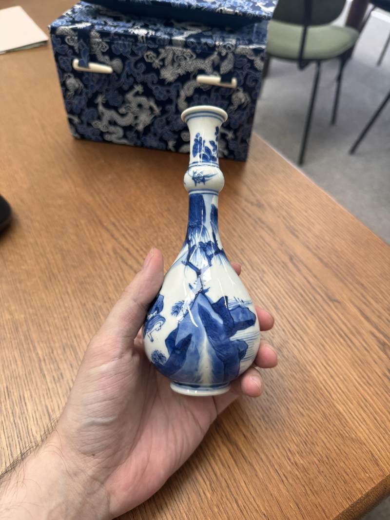 清康熙 青花漁夫圖瓶 | Santos Collection | A fine Chinese blue and white 'fishermen' vase, Qing dynasty, Kangxi period - 图9