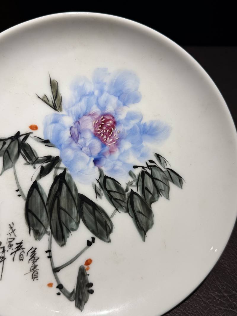 1998年 粉彩赖德全款花鸟盘 - 图4