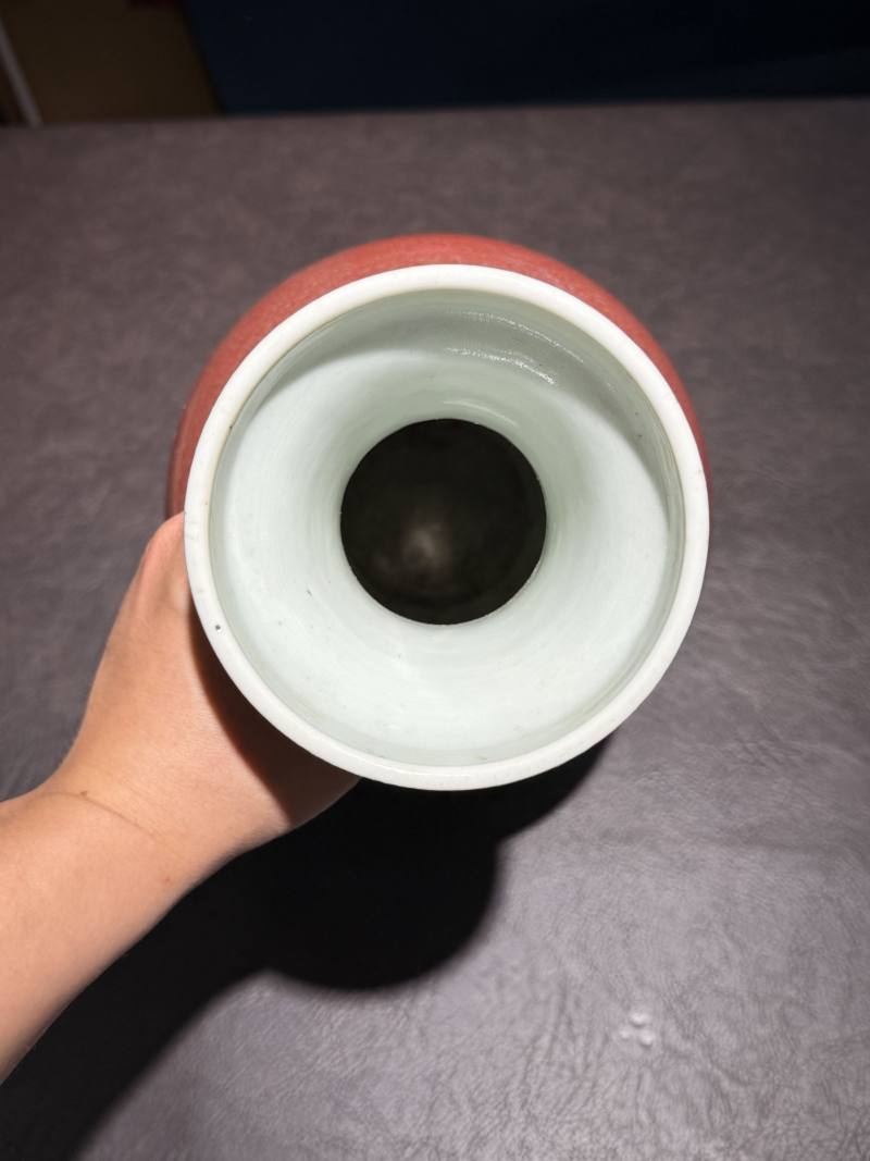 清中期 霁红釉盘口瓶 - 图5