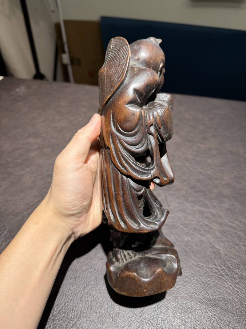 清 渔翁得利木雕 - 图4