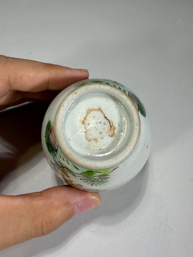 清康熙 青花五彩蝶恋花太白罐 - 图7