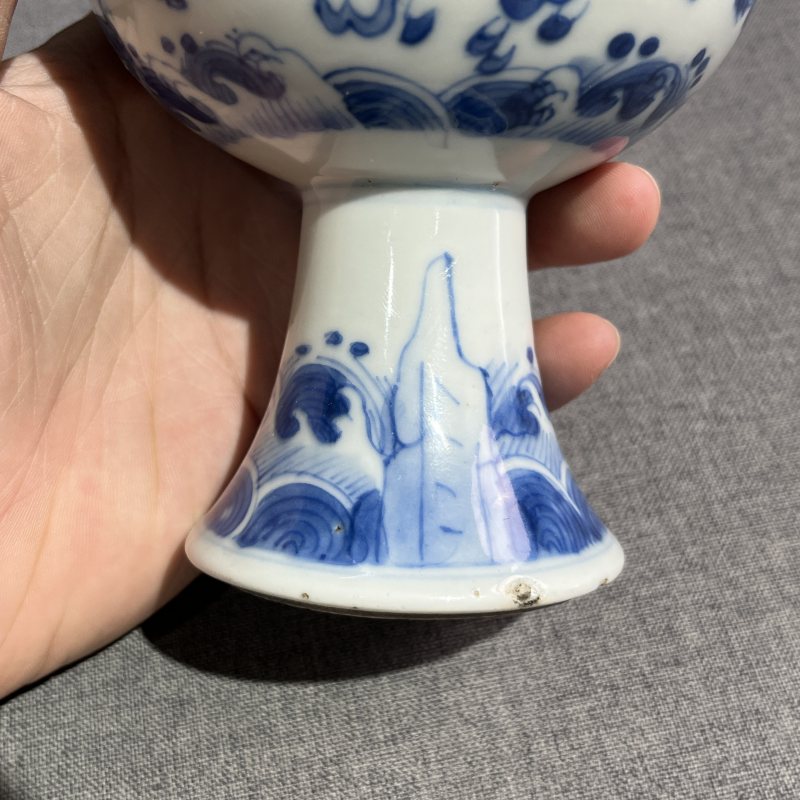 清康熙青花龙纹高足碗 - 图11