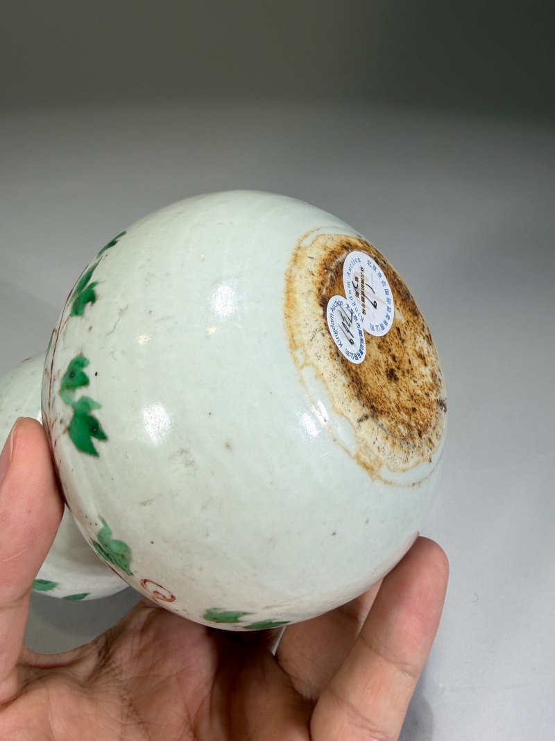 明 红绿彩缠枝花卉纹葫芦瓶 - 图11