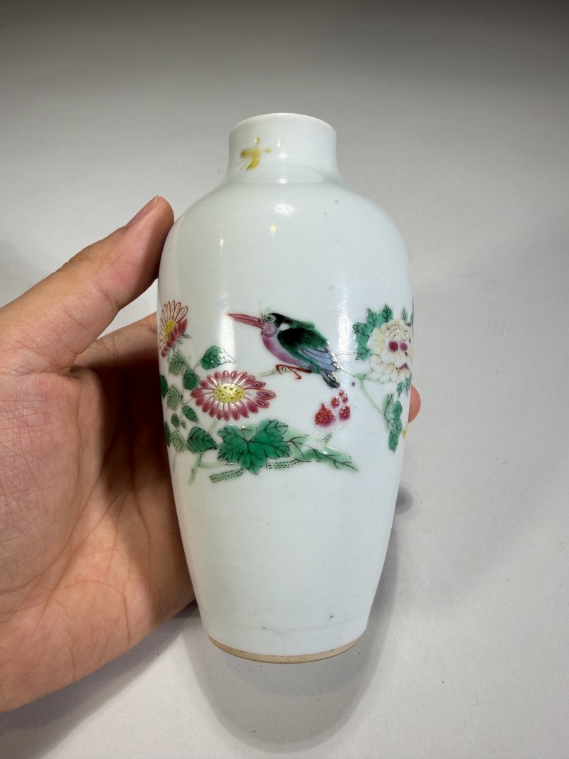 清雍正 粉彩花鸟纹莱菔尊 - 图2