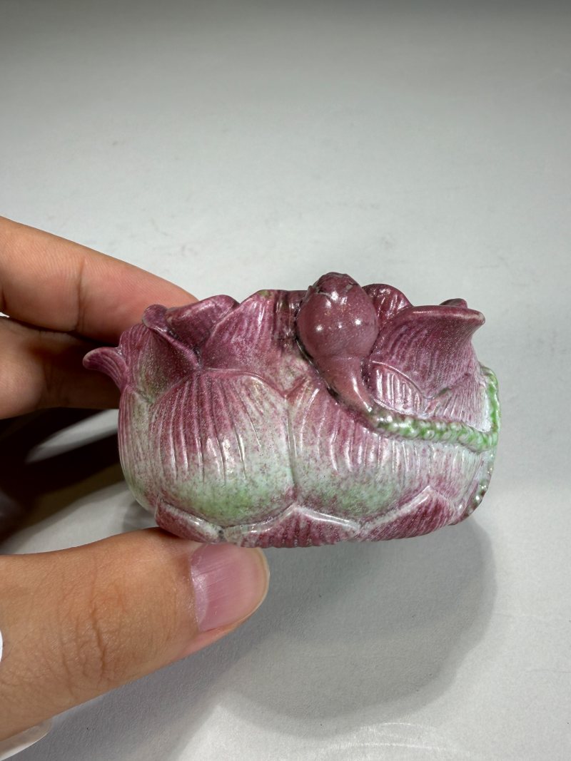 清中期 粉彩仿生荷花花形水盂 - 图6