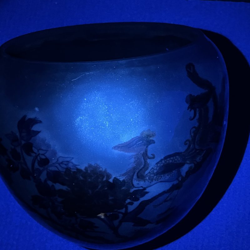 清康熙青花釉里红花鸟卷缸 - 图12