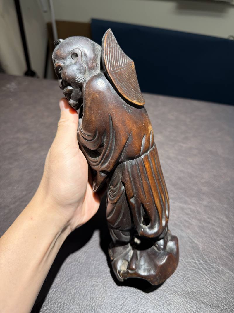 清 渔翁得利木雕 - 图6
