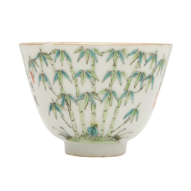 民國 粉彩竹紋盃 《道光年製》款 | A Chinese famille-rose 'bamboo' cup, Republic period