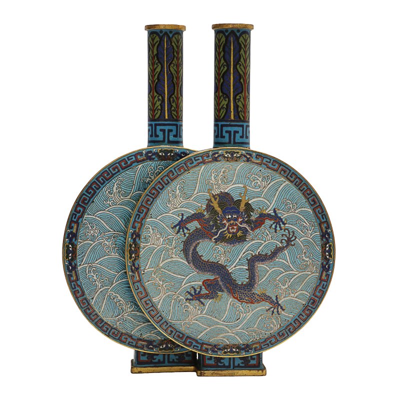 清十八/十九世紀 掐絲琺瑯龍紋雙聯瓶 | A Chinese cloisonné enamel 'dragon' conjoined vase, Qing dynasty, 18th/19th century - 图2
