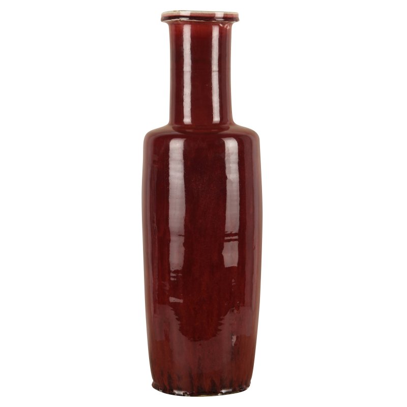 清康熙 郎窯紅釉棒槌瓶 | A rare and very large Chinese copper red-glazed 'Langyao' rouleau vase, Qing dynasty, Kangxi period - 图2