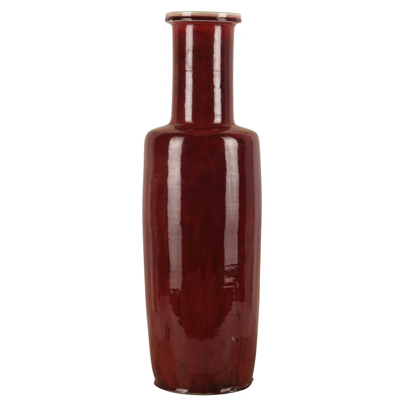 清康熙 郎窯紅釉棒槌瓶 | A rare and very large Chinese copper red-glazed 'Langyao' rouleau vase, Qing dynasty, Kangxi period - 图13