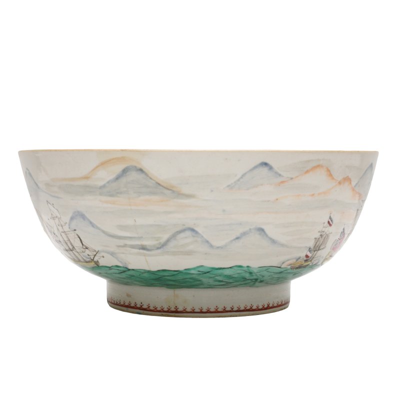 清乾隆 粉彩西洋帆船圖盌 | A Chinese famille-rose export 'shipping' bowl for the British market, Qing dynasty, Qianlong period - 图2