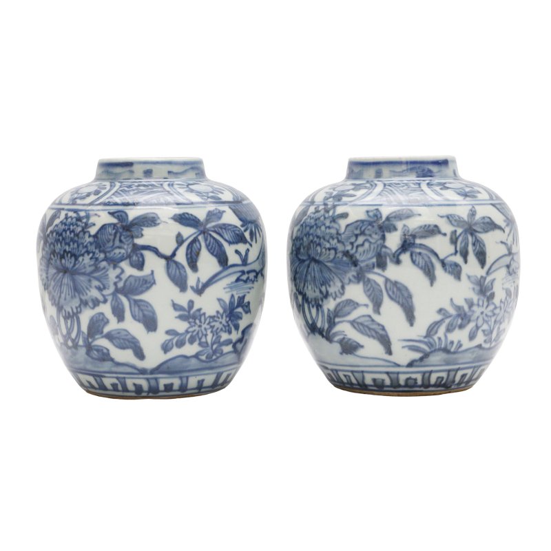 明末 青花開光花鳥紋罐一對 | A pair of Chinese Kraak blue and white jars, late Ming dynasty - 图4
