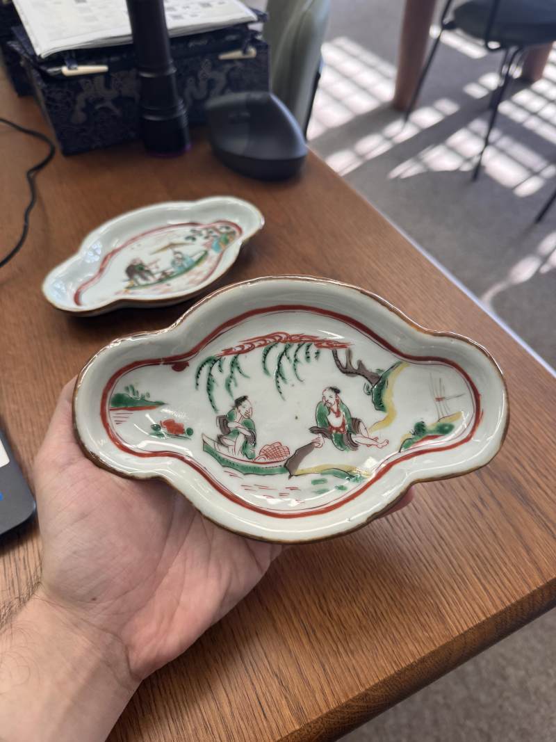 明天啟 五彩古染付向付小盤一對 | Santos Collection | A pair of Chinese kosometsuke wucai 'mukozuke' dishes, Ming dynasty, Tianqi period - 图3