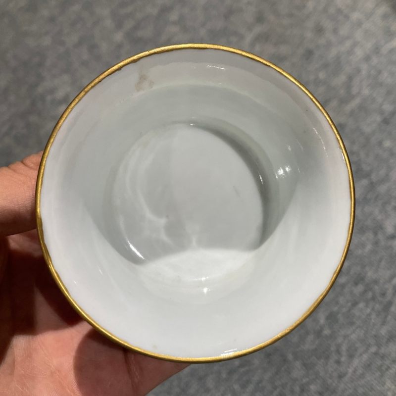 清道光 矾红料彩夔龙纹温盅 - 图19