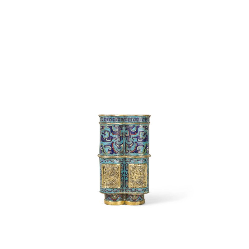 十八世紀 銅胎掐絲琺瑯龍紋雙聯瓶 | A CLOISONNÉ ENAMEL 'DOUBLE-VASE' - 图1