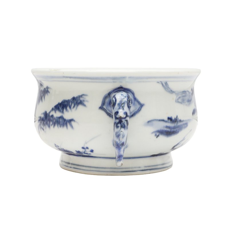 清十八/十九世紀 青花竹紋香爐 《大明宣德年製》款 | A Chinese blue and white 'bamboo' censer, Qing dynasty, 18th/19th century - 图4