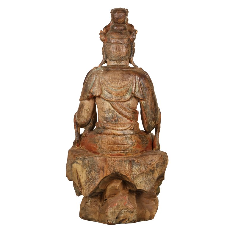 清 木雕漆金觀音坐像 | A large Chinese gilt-lacquered wood figure of Guanyin, Qing dynasty - 图5
