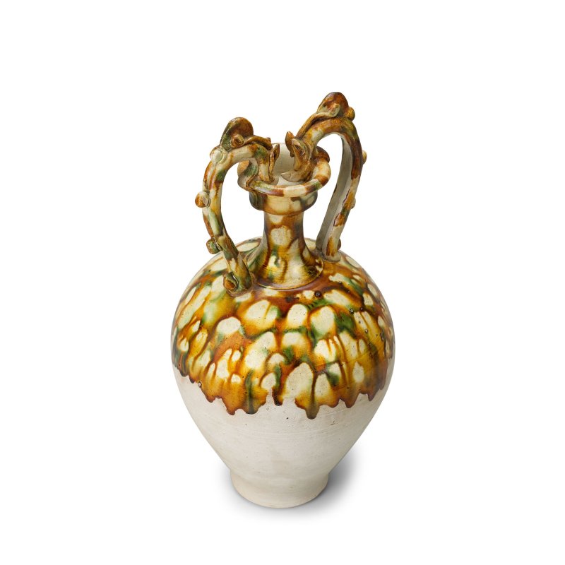 唐 三彩雙龍耳瓶 | A SANCAI-GLAZED 'AMPHORA' VASE - 图2