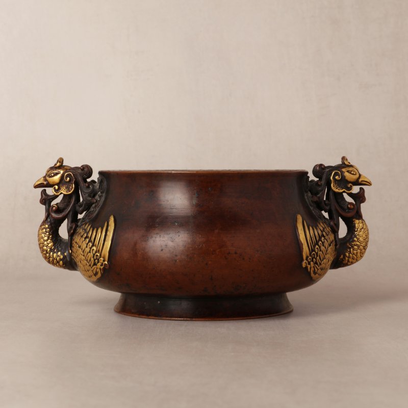 二十世紀 銅局部鎏金鳳耳爐 《大明宣德年製》款 | A Chinese parcel-gilt bronze 'phoenix' censer, 20th century - 图3