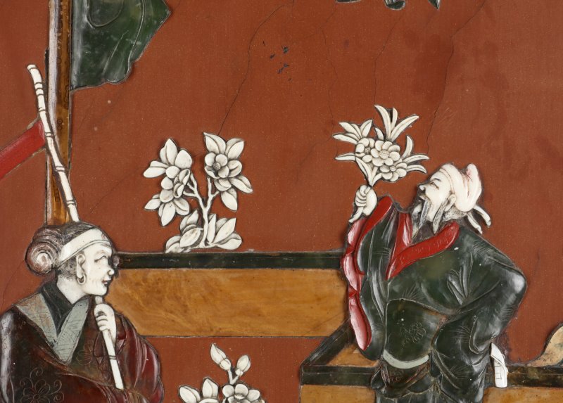 十九/二十世紀 漆雕嵌百寶人物故事圖掛屏 | A Chinese inlaid lacquer panel, 19th/20th century - 图3