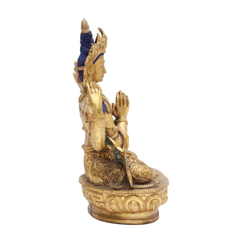 十八至十九世紀 西藏銅鍍金觀音菩薩像 | A Tibetan gilt-bronze figure of Avalokiteshvara, 18th/19th century - 图3