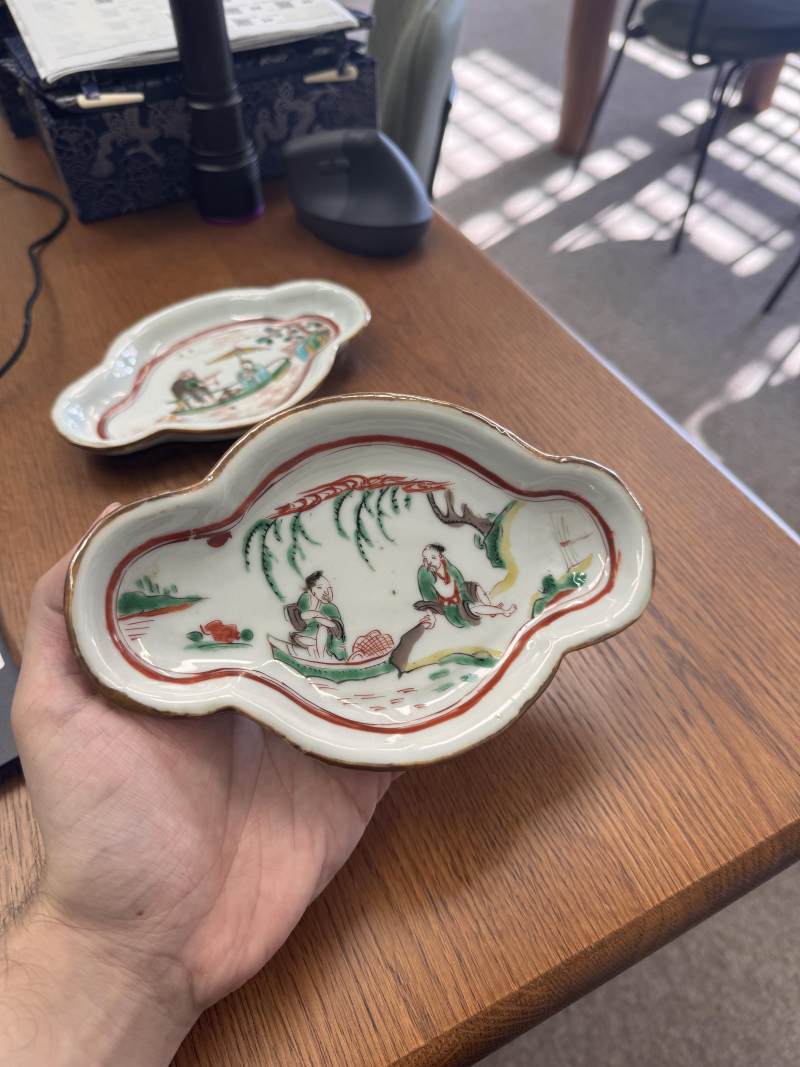 明天啟 五彩古染付向付小盤一對 | Santos Collection | A pair of Chinese kosometsuke wucai 'mukozuke' dishes, Ming dynasty, Tianqi period - 图4