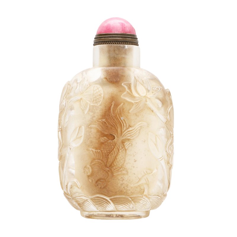 清十九世紀 水晶雕蓮池勝景圖鼻煙壺 | A Chinese rock crystal 'lotus pond' snuff bottle, Qing dynasty, 19th century - 图4