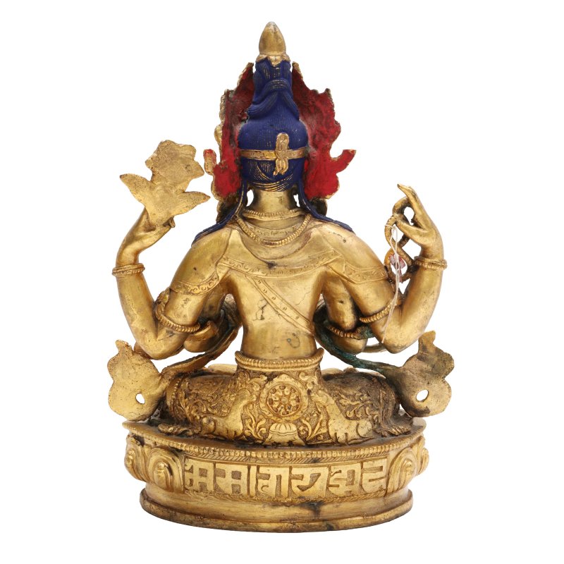 十八至十九世紀 西藏銅鍍金觀音菩薩像 | A Tibetan gilt-bronze figure of Avalokiteshvara, 18th/19th century - 图4