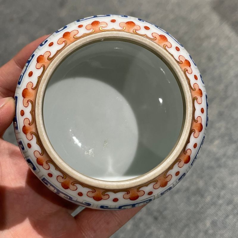 清道光 矾红料彩夔龙纹温盅 - 图23