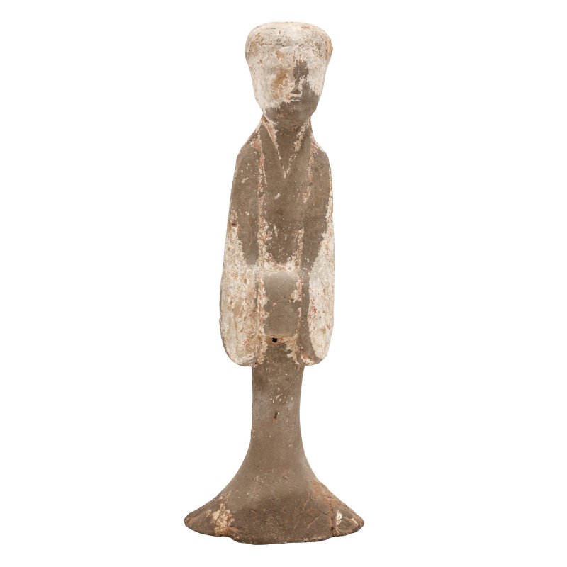 漢 陶彩繪女侍俑 | A Chinese terracotta 'court lady' figure, Han dynasty - 图1