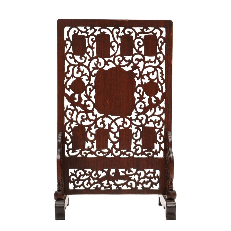 民國 木嵌玉石人物圖屏 | A Chinese jade-inlaid wood table screen, Republic period - 图3