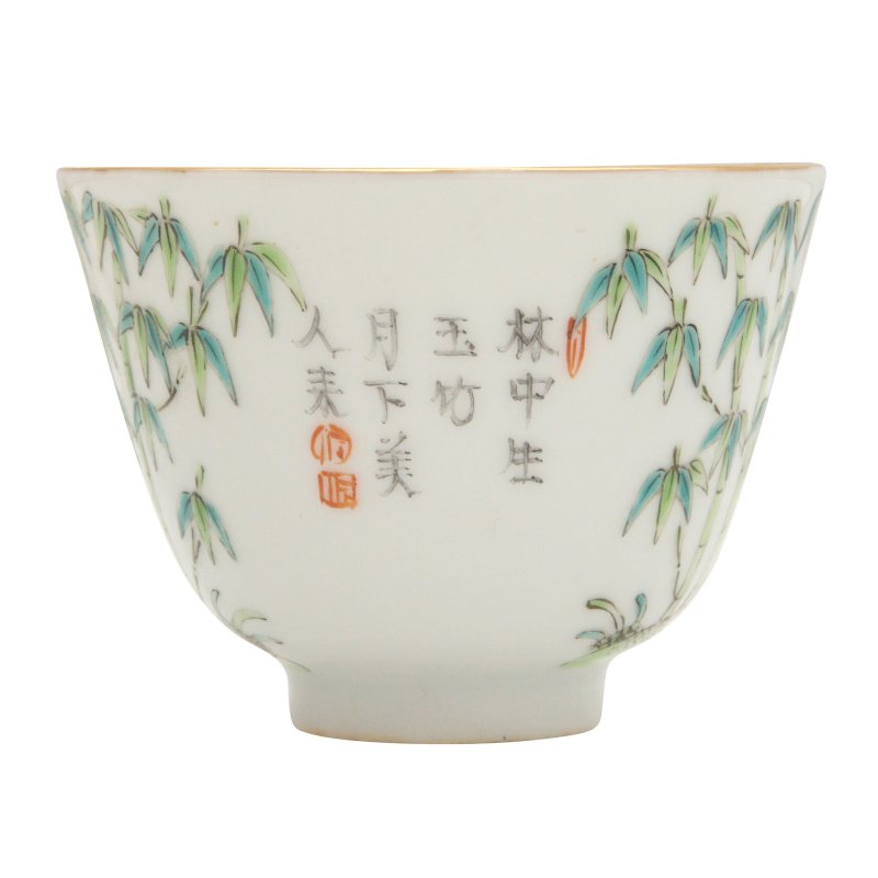 民國 粉彩竹紋盃 《道光年製》款 | A Chinese famille-rose 'bamboo' cup, Republic period - 图2