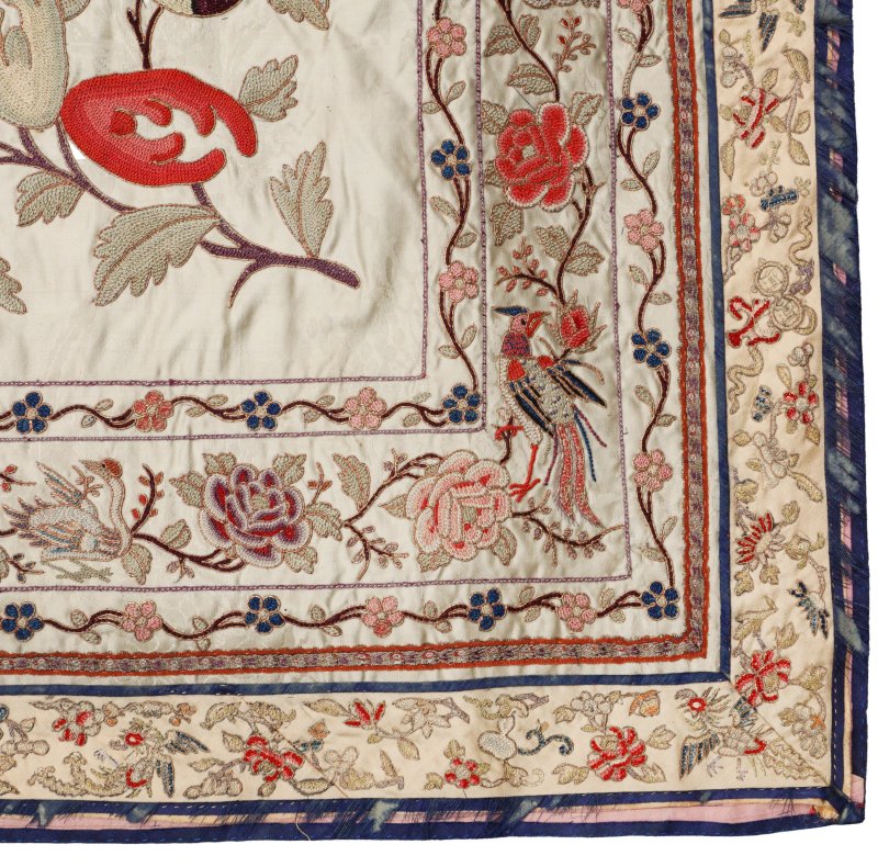 清十九世紀 刺繡花鳥圖掛屏 | A large Chinese embroidered 'birds and flowers' silk panel, Qing dynasty, 19th century - 图5