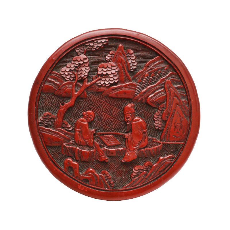 清十九世紀 剔紅人物圖蓋盒 | A Chinese cinnabar lacquer box and cover, Qing dynasty, 19th century
