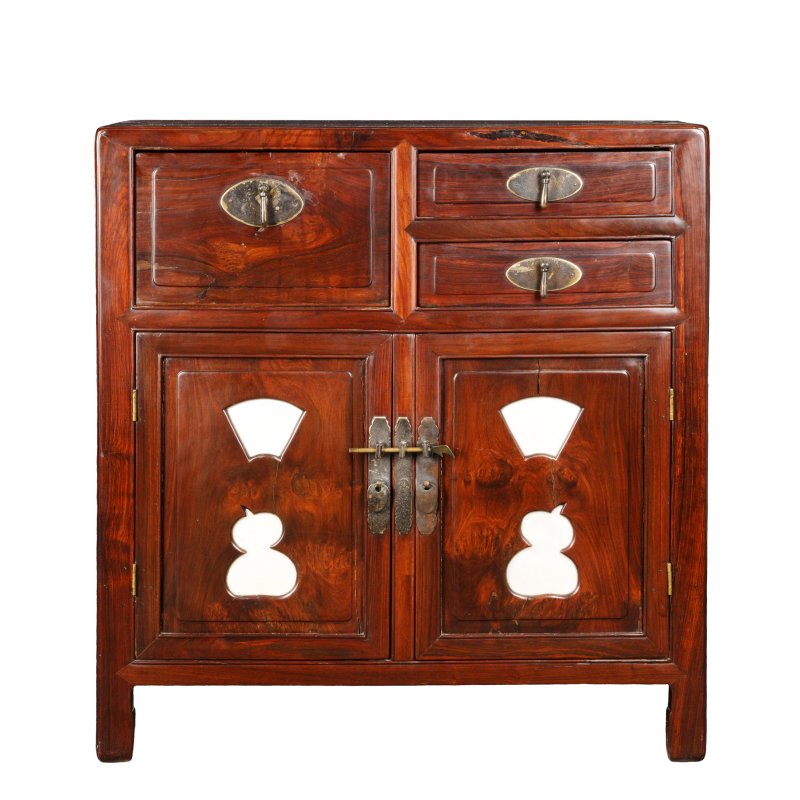 十九/二十世紀 紅木鑲大理石櫃 | A Chinese hongmu marble-inset cabinet, 19th/20th century