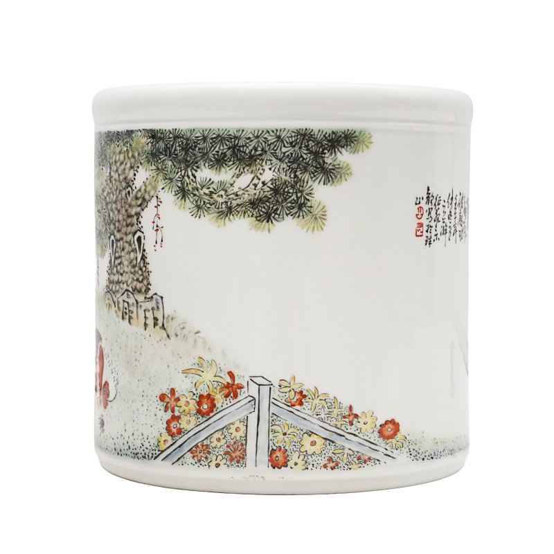 二十世紀（約1942年） 琺瑯彩公雞圖筆筒 | A Chinese enamelled 'chicken' brush pot, 20th century, circa 1942 - 图4