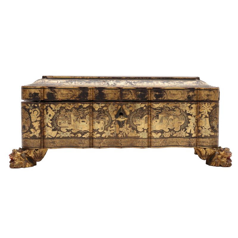 清十九世紀 外銷描金漆蓋盒 | A Chinese export gilt-painted lacquer box, Qing dynasty, 19th century