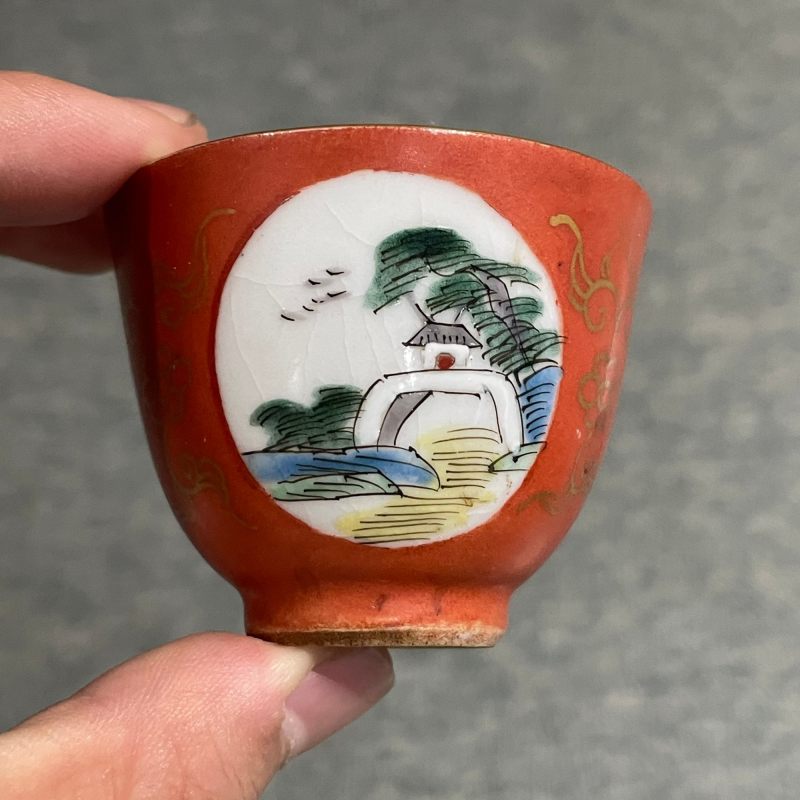 清 轧道粉彩什锦杯一套 - 图41