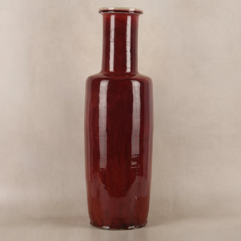 清康熙 郎窯紅釉棒槌瓶 | A rare and very large Chinese copper red-glazed 'Langyao' rouleau vase, Qing dynasty, Kangxi period - 图31